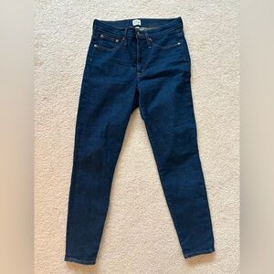J Crew 9" High Rise Toothpick Jeans Women size 30 Blue Stretch Denim Dark Wash
